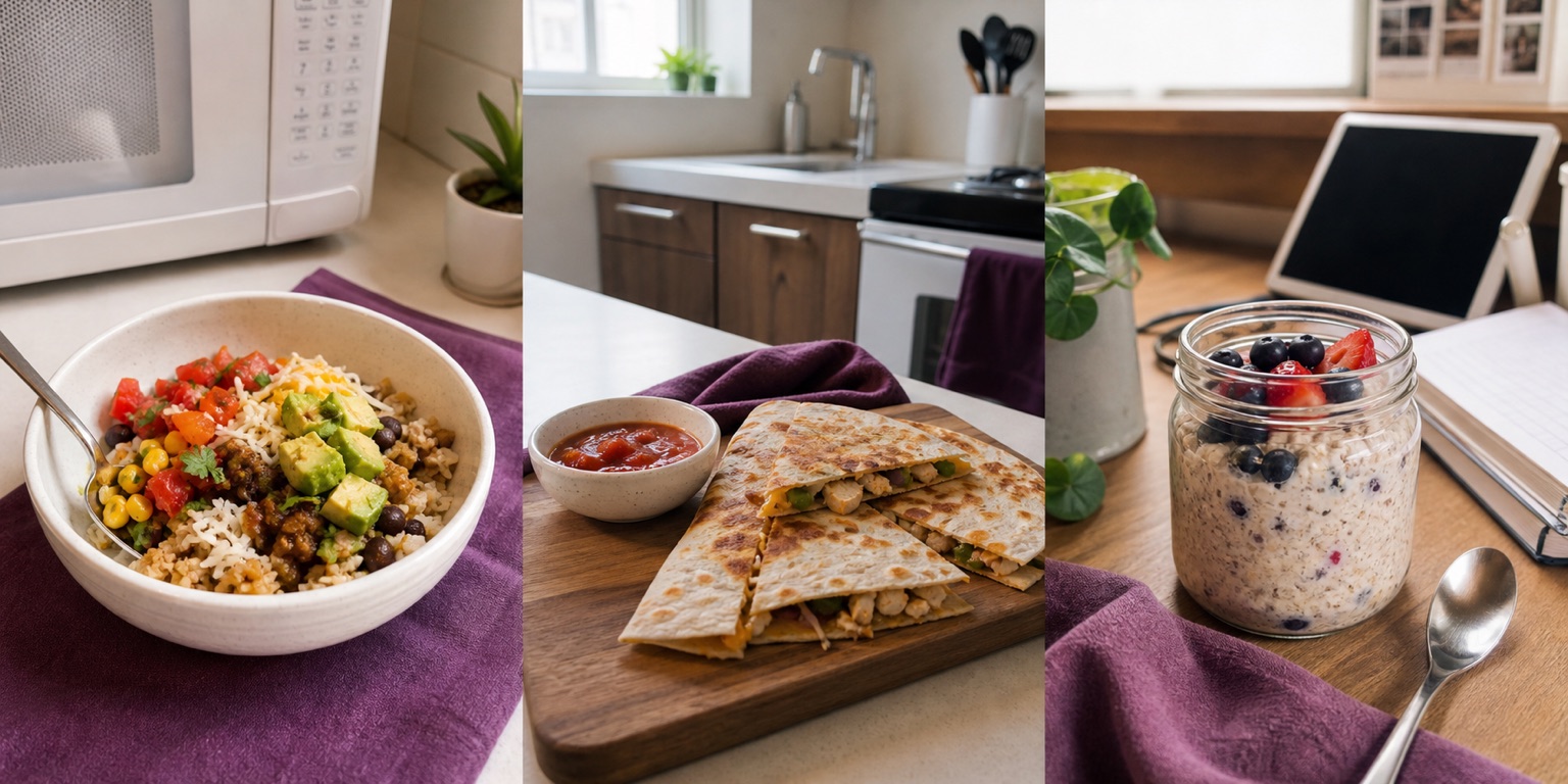 A balanced one-person plate for easy meals for one college student