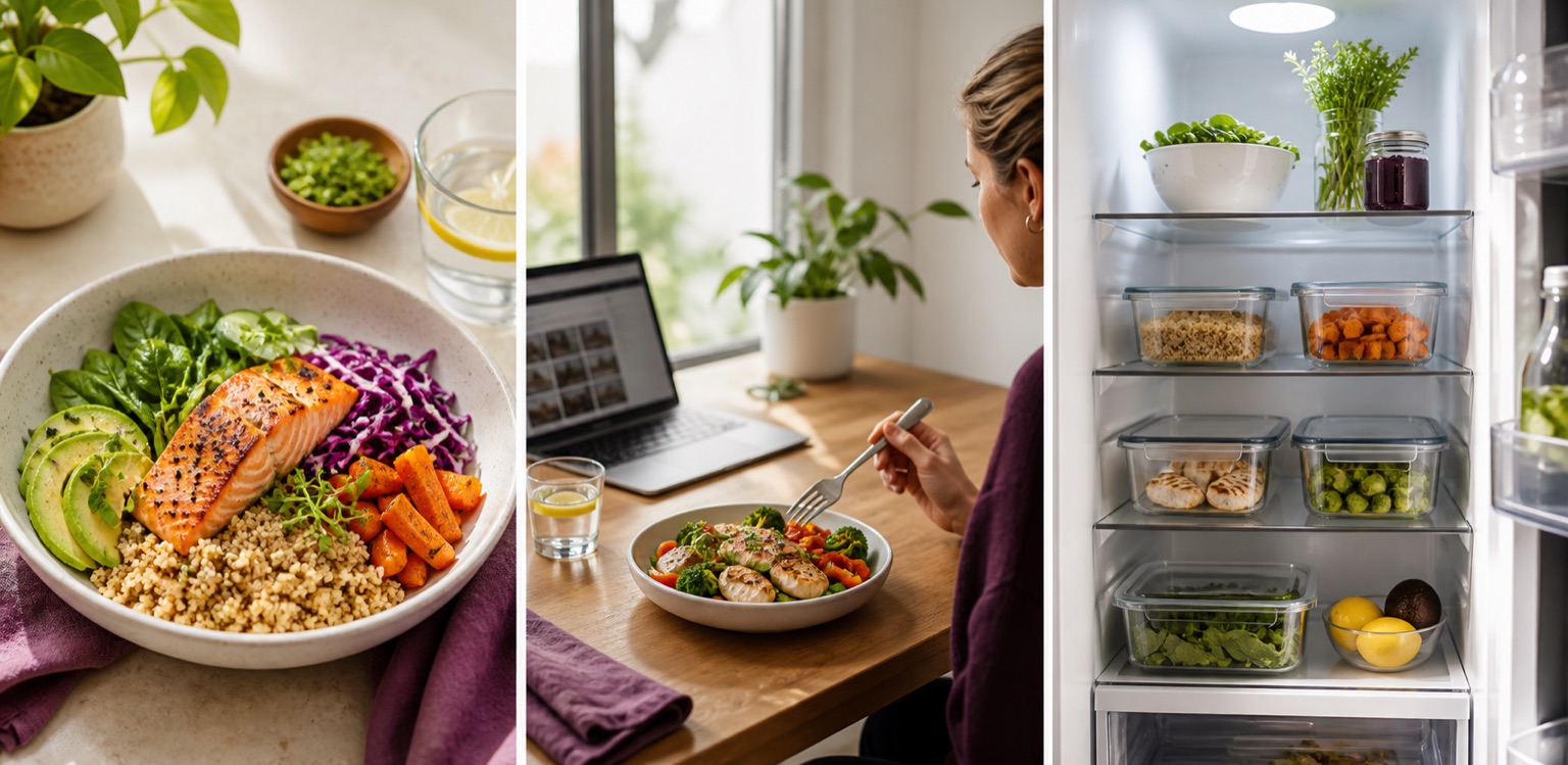 A balanced one-person plate for easy meals for one person: a practical weekday system
